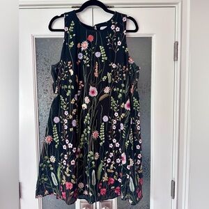 Calvin Klein Black Floral Embroidered Mini Dress